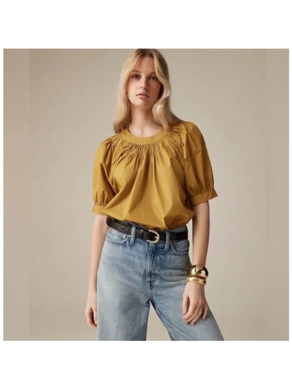 J crew Mustard Yellow Puff-Sleeve Women's Top